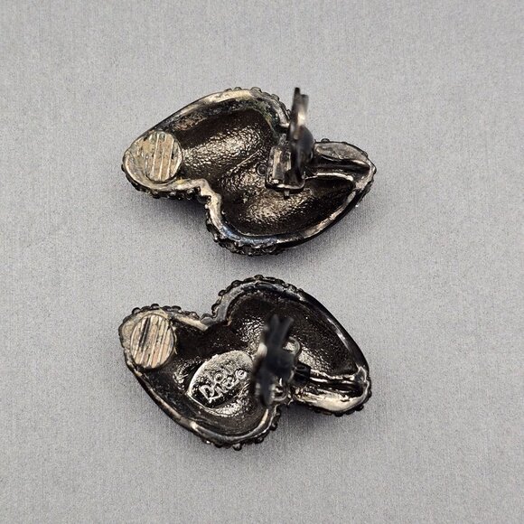 VTG Joan Rivers Crystal Clip-On Earrings Silver Tone Signed Designer Jewelry - Picture 3 of 6